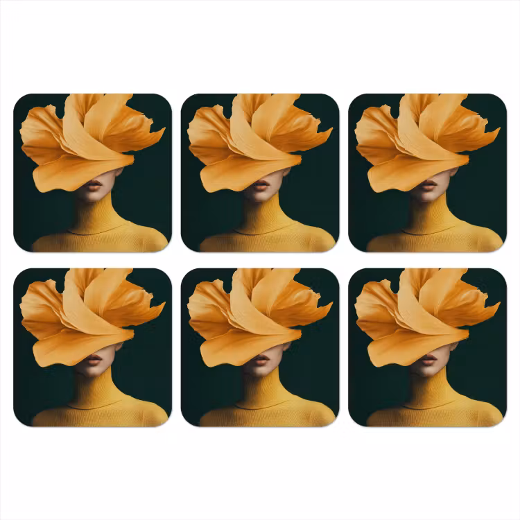 Onderzetter - Vrouw - Hoed - Geel — 1
