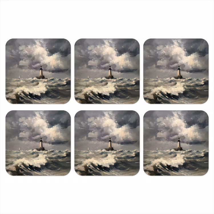 Onderzetter - Vuurtoren - Golven - Storm — 1