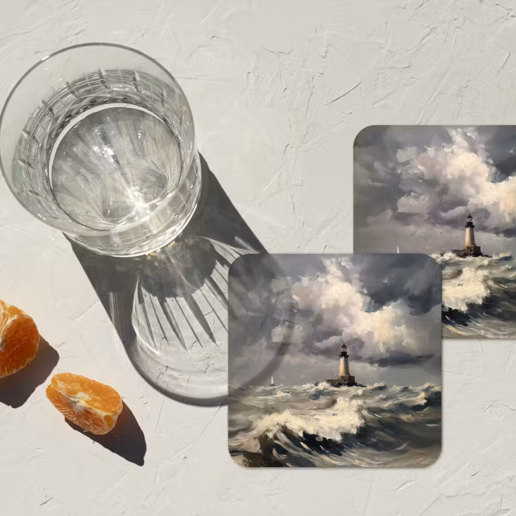 Onderzetter - Vuurtoren - Golven - Storm — 3