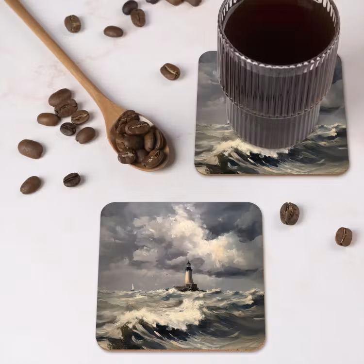 Onderzetter - Vuurtoren - Golven - Storm — 4