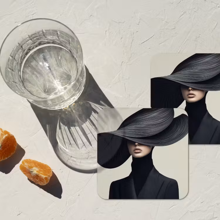 Onderzetter - Zwart - Vrouw - Hoed — 3