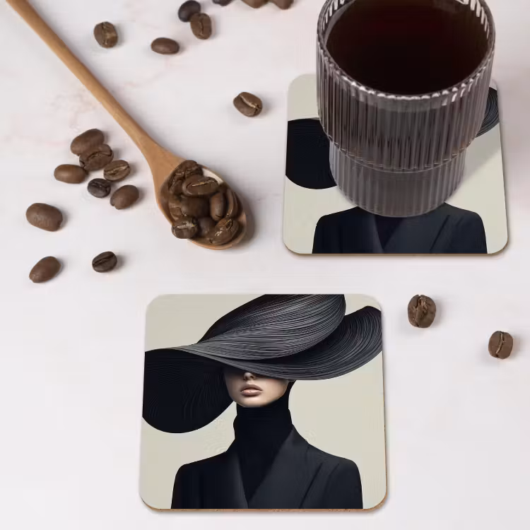 Onderzetter - Zwart - Vrouw - Hoed — 4