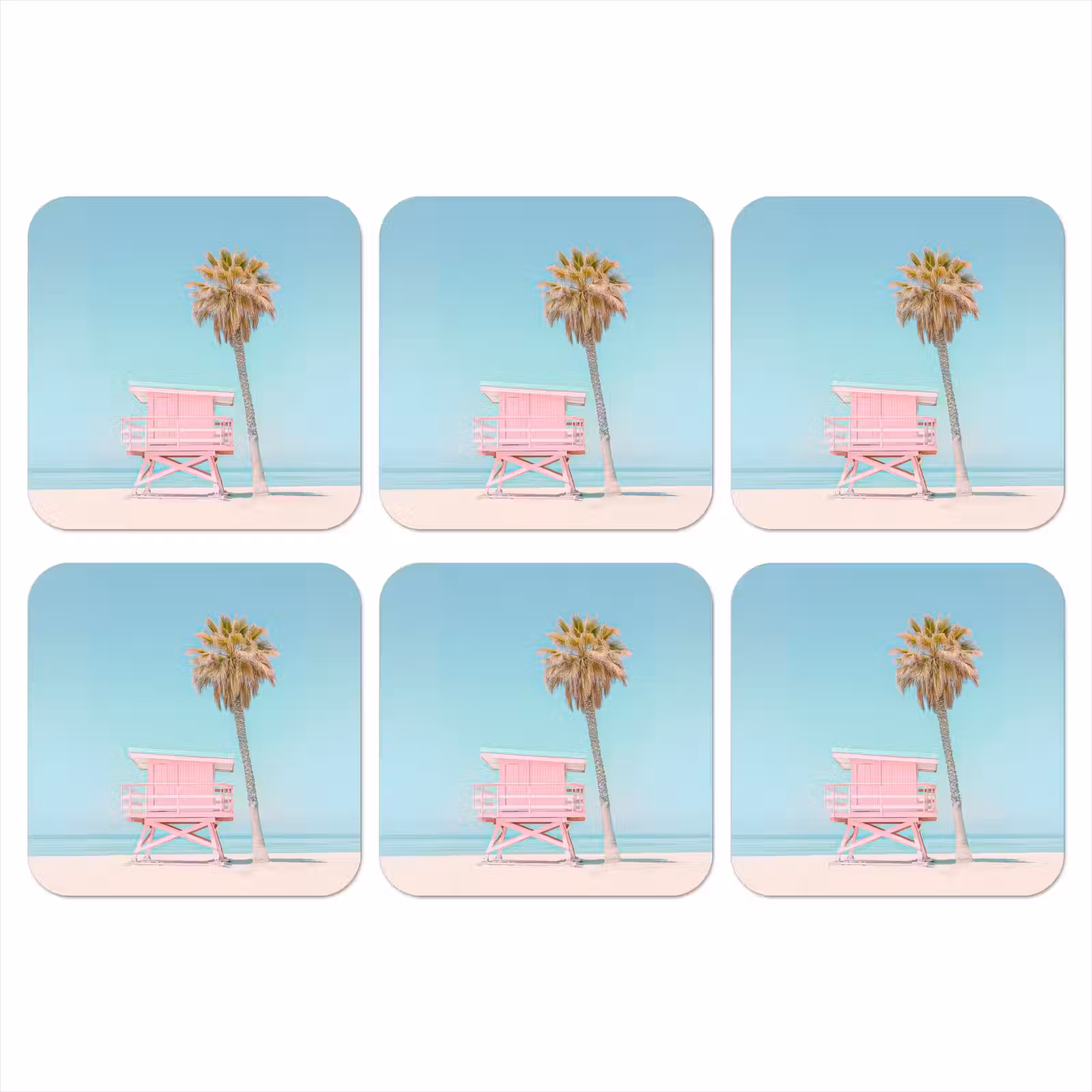 Onderzetter - Palmboom - Strandhuis - Roze — 1