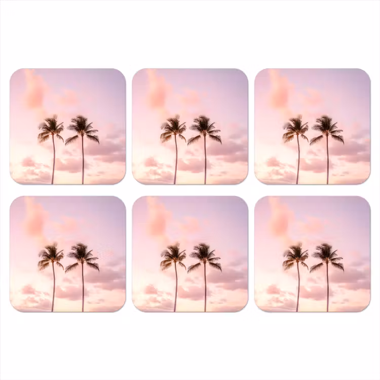 Onderzetter - Palmbomen - Paars - Wolken - Lucht — 1