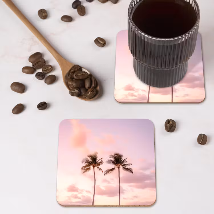 Onderzetter - Palmbomen - Paars - Wolken - Lucht — 4