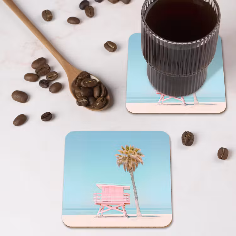 Onderzetter - Palmboom - Strandhuis - Roze — 4