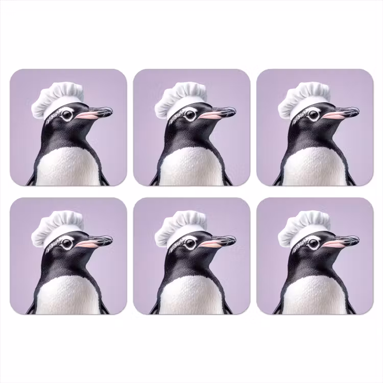 Onderzetter - Pinguïn - Koksmuts - Lief - Paars — 1