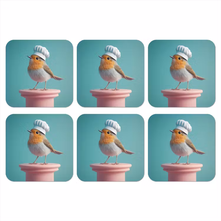 Onderzetter - Roodborstje - Vogel - Koksmuts - Sokkel — 1
