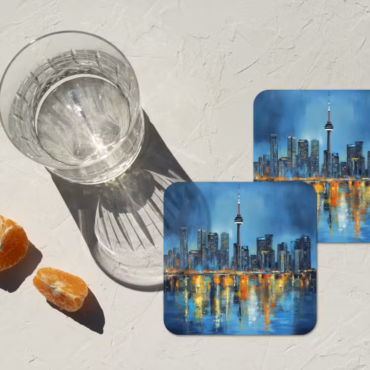 Onderzetter - Skyline Toronto - Water - Stadslichten - Toren — 3