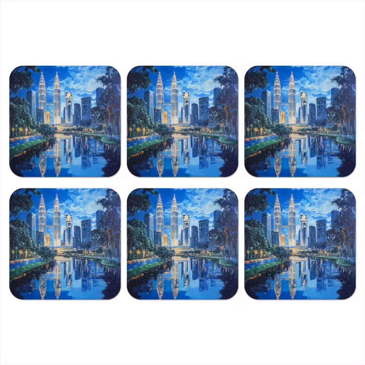 Onderzetter​ - Stad Kuala Lumpur - Skyline - Wolkenkrabbers - Water — 1