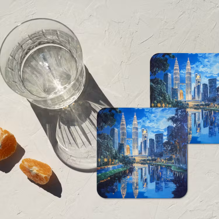 Onderzetter​ - Stad Kuala Lumpur - Skyline - Wolkenkrabbers - Water — 3