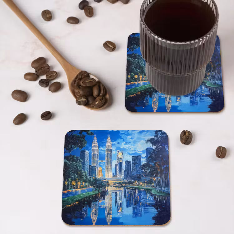 Onderzetter​ - Stad Kuala Lumpur - Skyline - Wolkenkrabbers - Water — 4