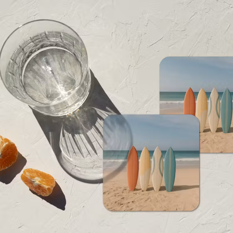 Onderzetter - Strand - Surfbord - Pastel — 3
