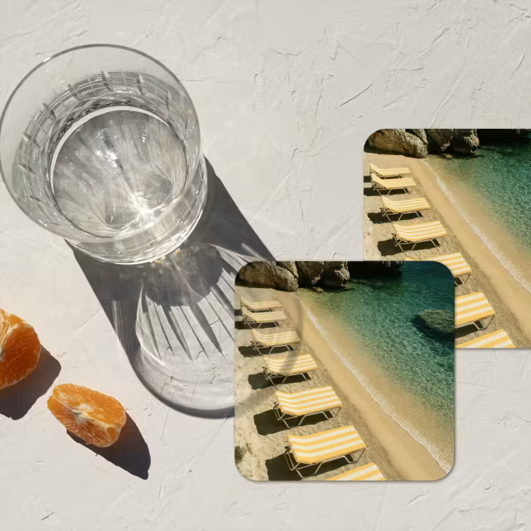 Onderzetter - Strandbedden - Zee - Stenen - Baai — 3