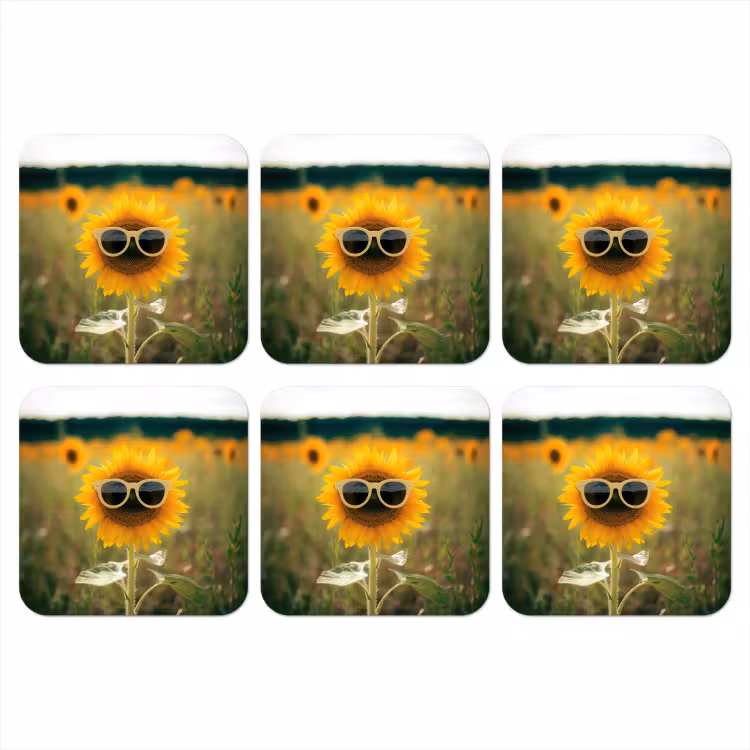 Onderzetter - Zonnebloem - Veld - Zonnebril — 1