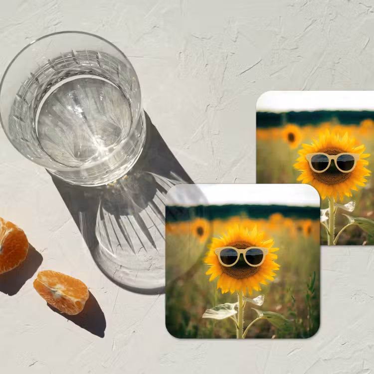 Onderzetter - Zonnebloem - Veld - Zonnebril — 3