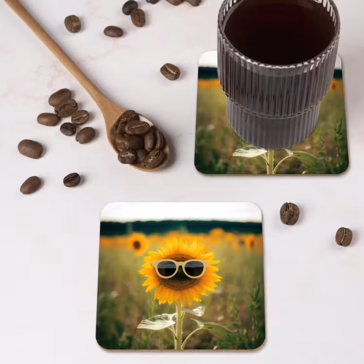 Onderzetter - Zonnebloem - Veld - Zonnebril — 4