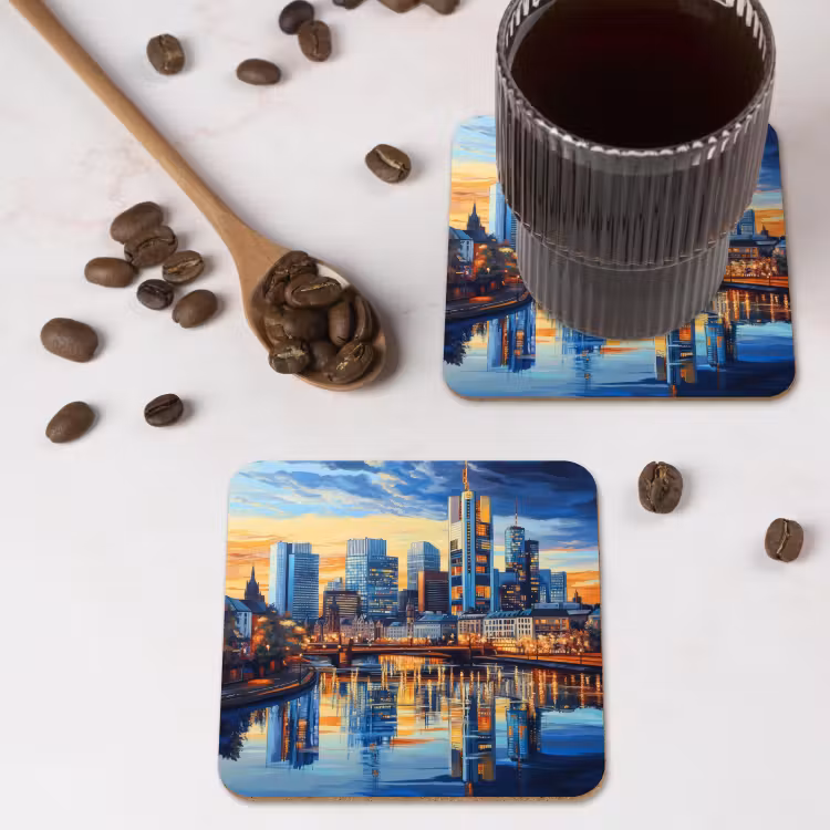 Onderzetter - Zonsondergang Frankfurt - Stad - Skyline - Water — 4