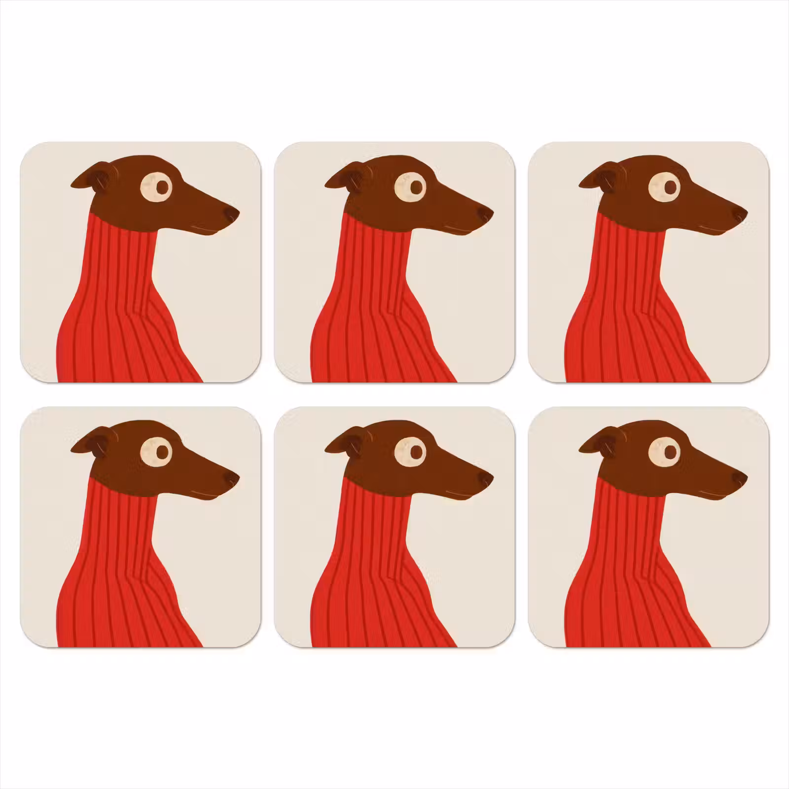 Onderzetter - Silhouet - Hond - Trui - Rood — 1