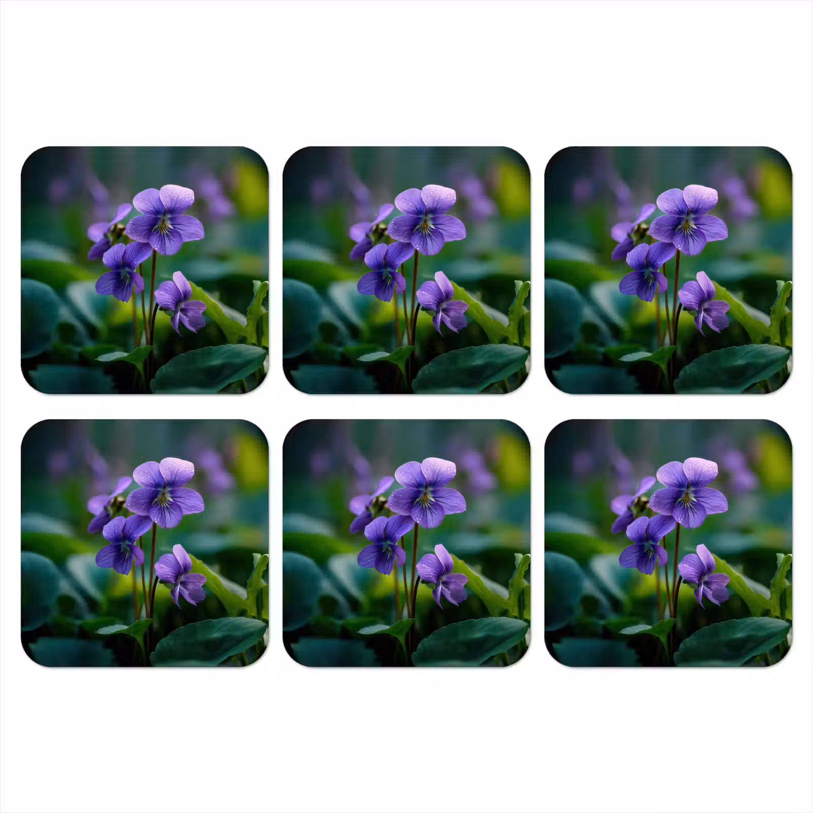 Onderzetter - Viooltjes - Paars - Bloem - Bladeren — 1