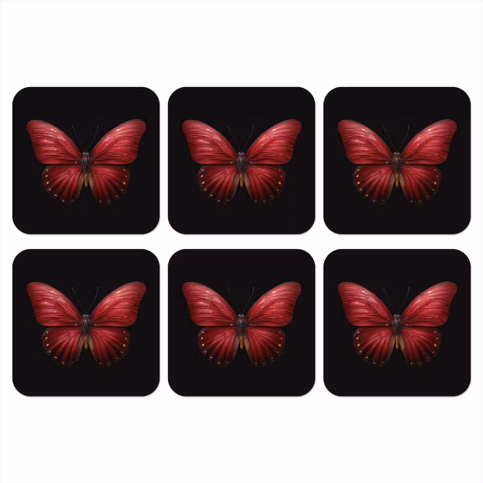Onderzetter - Vlinder - Rood - Minimalistisch — 1