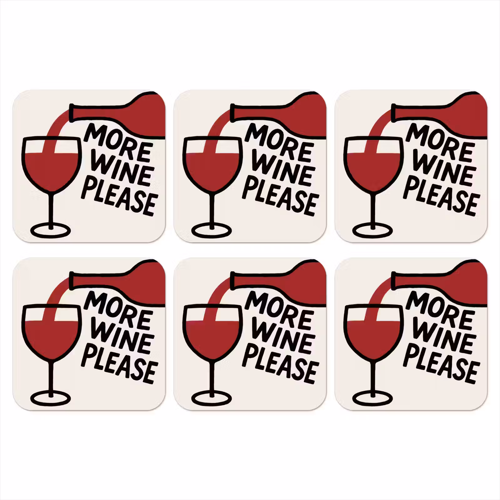 Onderzetter - Wijnfles - Quote - Rood - Glas — 1