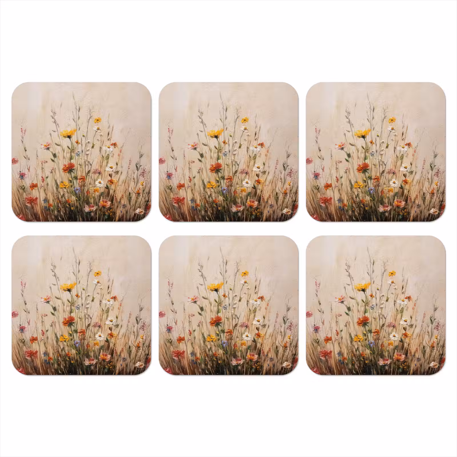 Onderzetter - Wilde bloemen - Penseelstreken - Rustgevend — 1
