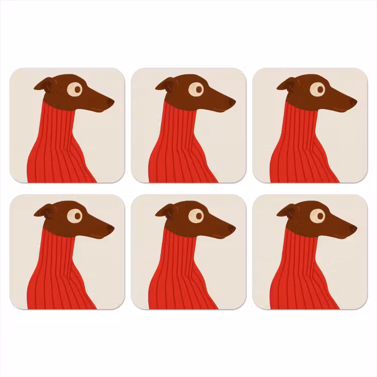 Onderzetter - Silhouet - Hond - Trui - Rood — 1