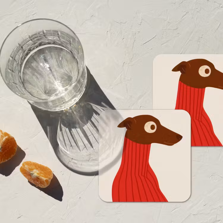 Onderzetter - Silhouet - Hond - Trui - Rood — 3