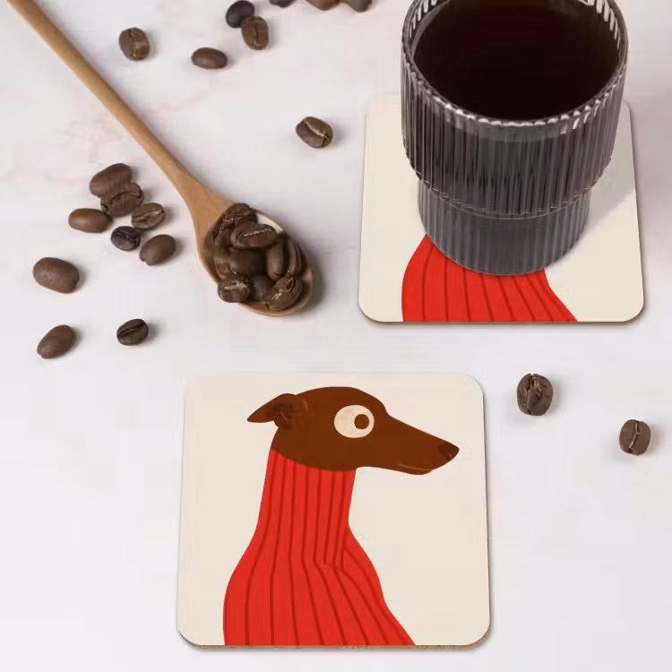 Onderzetter - Silhouet - Hond - Trui - Rood — 4