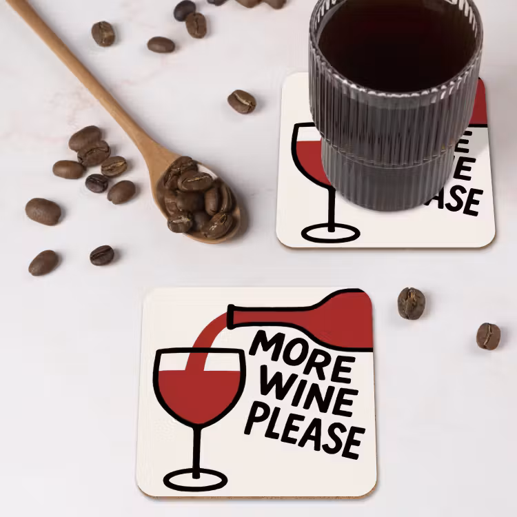 Onderzetter - Wijnfles - Quote - Rood - Glas — 4