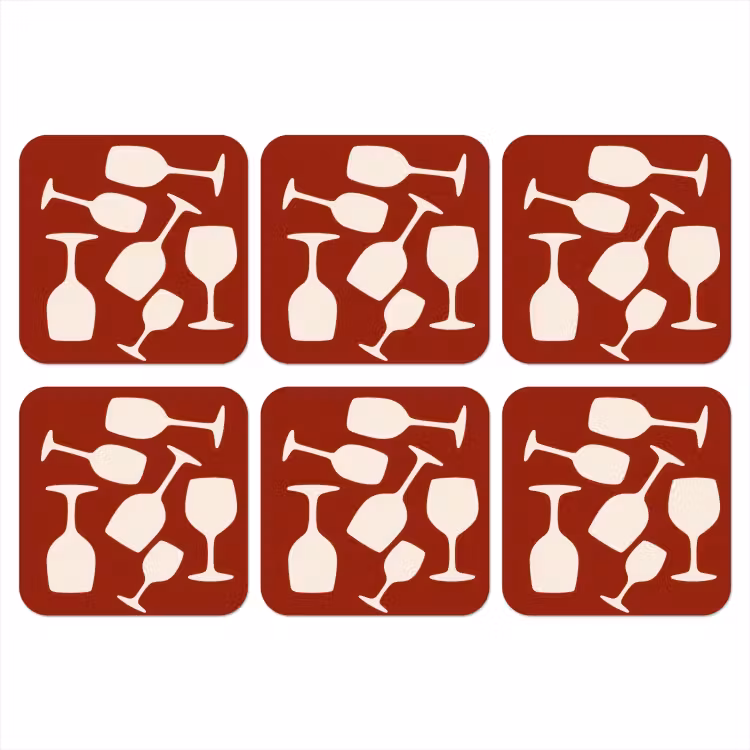 Onderzetter - Wijnglazen - Silhouetten - Wit — 1