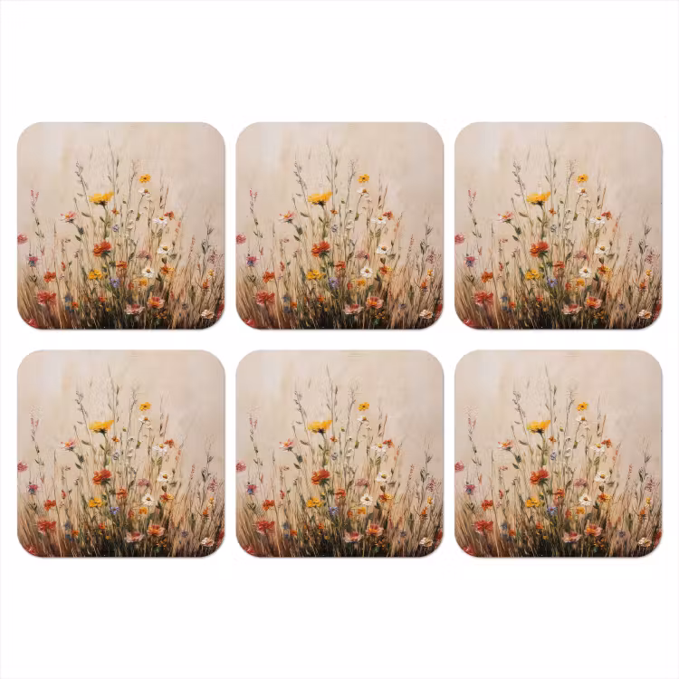 Onderzetter - Wilde bloemen - Penseelstreken - Rustgevend — 1