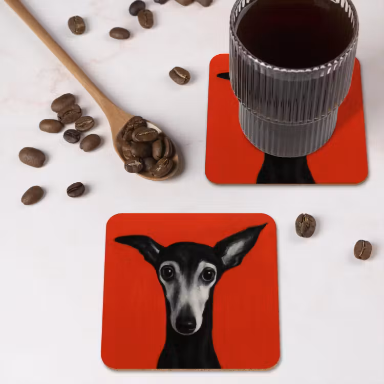 Onderzetter - Windhond - Minimalistisch - Rood — 4