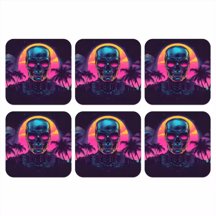 Onderzetter - Palmbomen - Hoofd - Metallic - Zonsondergang — 1