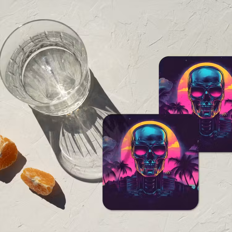 Onderzetter - Palmbomen - Hoofd - Metallic - Zonsondergang — 3