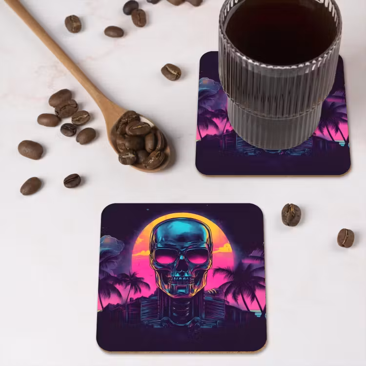 Onderzetter - Palmbomen - Hoofd - Metallic - Zonsondergang — 4