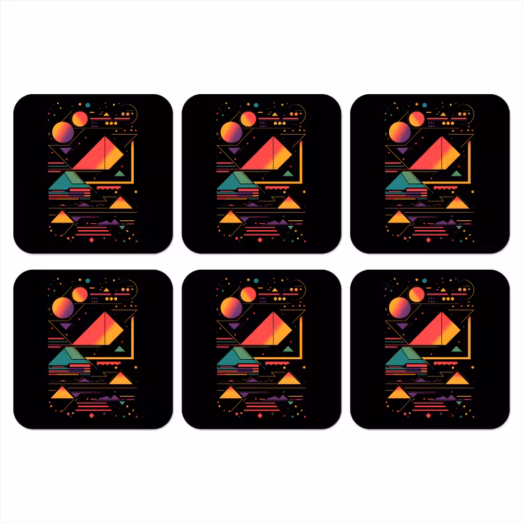 Onderzetter - Piramides - Cirkels - Neonkleuren - Geometrisch — 1