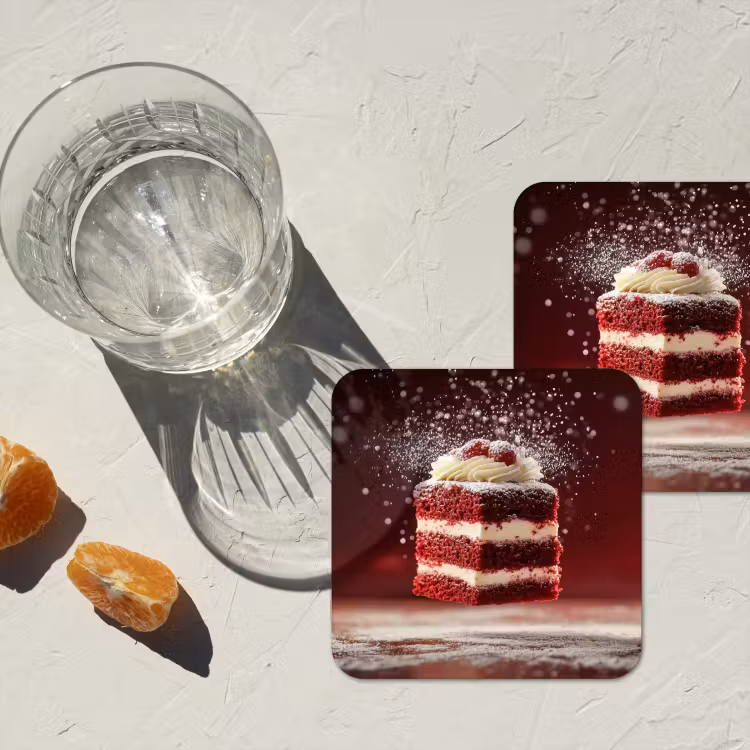 Onderzetter - Rode - Velvet - Taart - Eten — 3