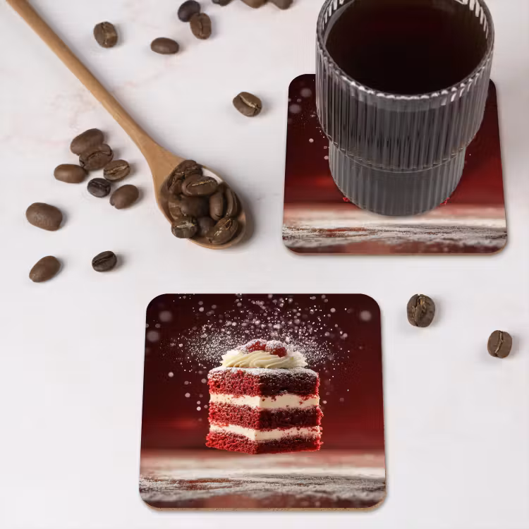 Onderzetter - Rode - Velvet - Taart - Eten — 4