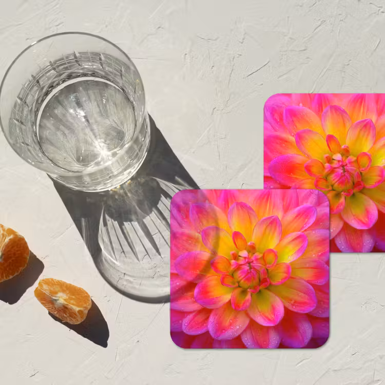 Onderzetter - Roze - Dahlia - Kleurrijk — 3