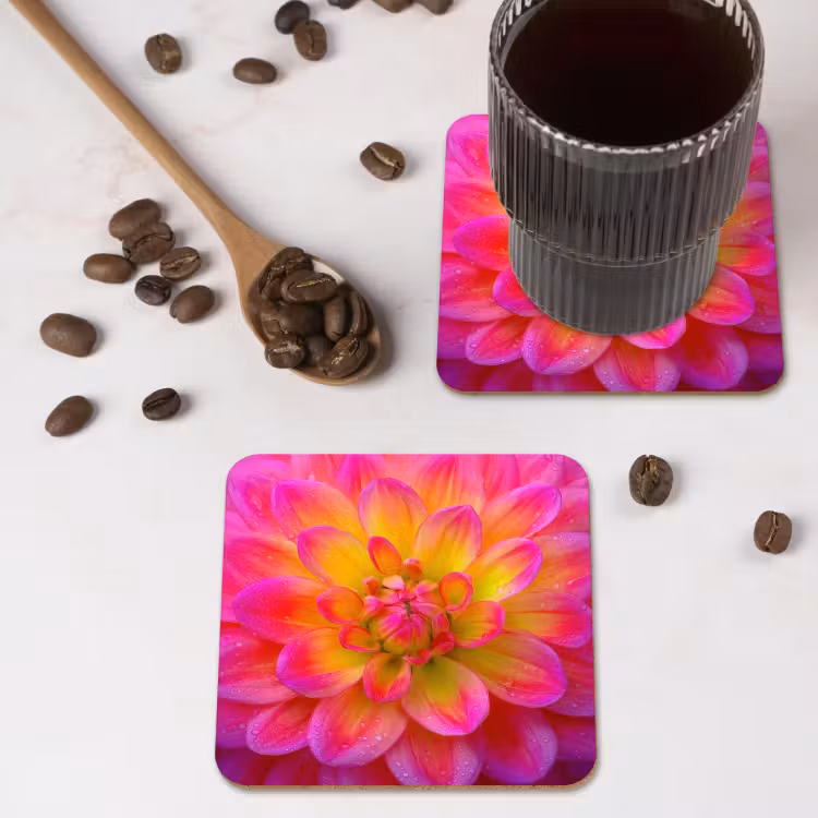 Onderzetter - Roze - Dahlia - Kleurrijk — 4
