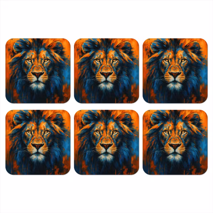 Onderzetter - Schilderij - Leeuwenkop - Oranje — 1