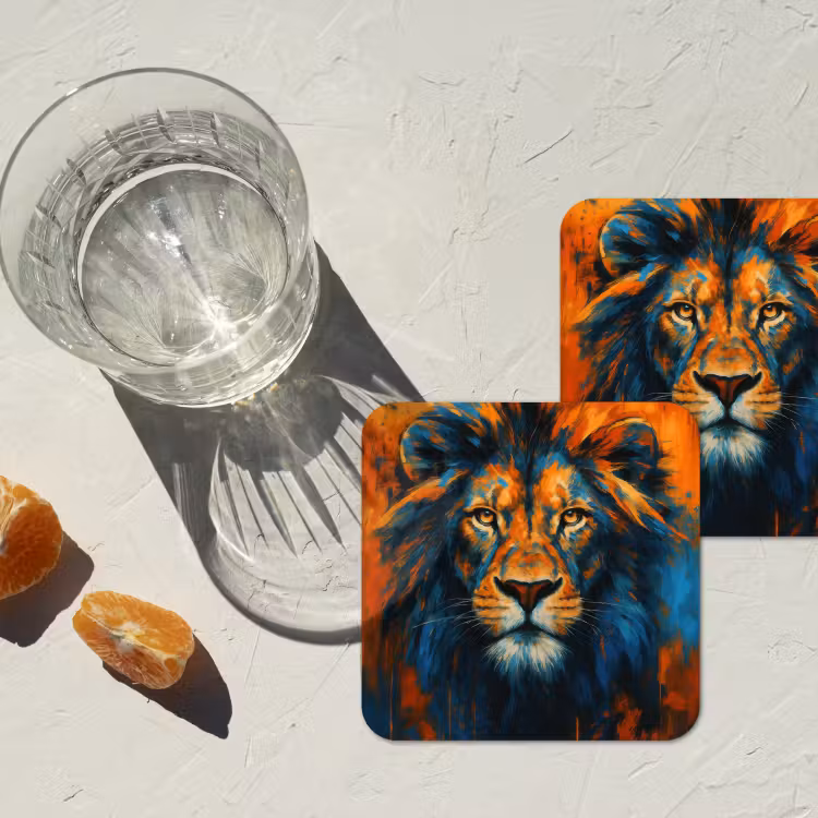 Onderzetter - Schilderij - Leeuwenkop - Oranje — 3