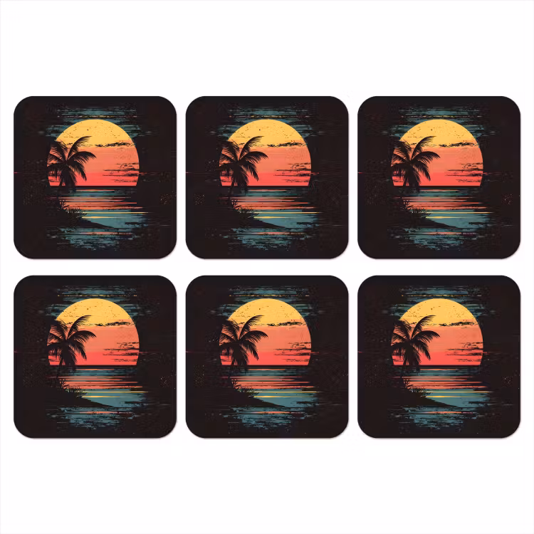 Onderzetter​ - Strand - Minimalistisch - Zon - Oranje — 1
