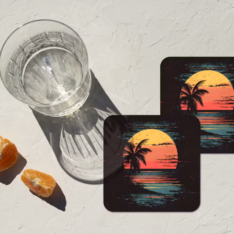 Onderzetter​ - Strand - Minimalistisch - Zon - Oranje — 3