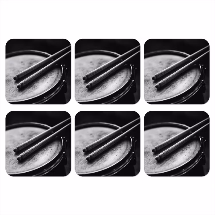 Onderzetter - Trommel - Close-up - Drumstokken - Zwart — 1