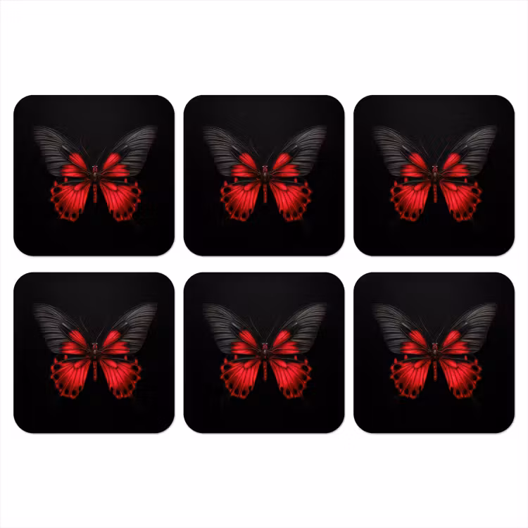 Onderzetter​ - Vlinder - Rood - Contrast — 1
