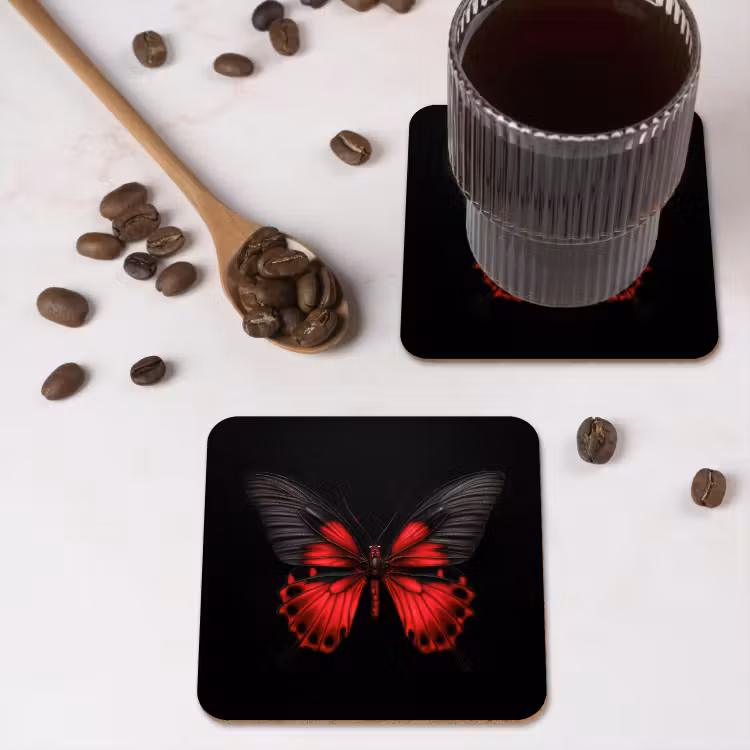 Onderzetter​ - Vlinder - Rood - Contrast — 4