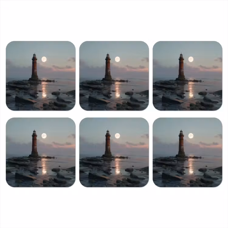 Onderzetter - Vuurtoren - Stenen - Water - Maan — 1
